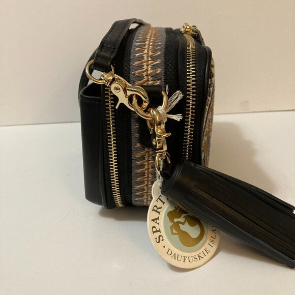 SPARTINA Meryl Crossbody Bellinger Batik Black Fabric Leather - Picture 4 of 7